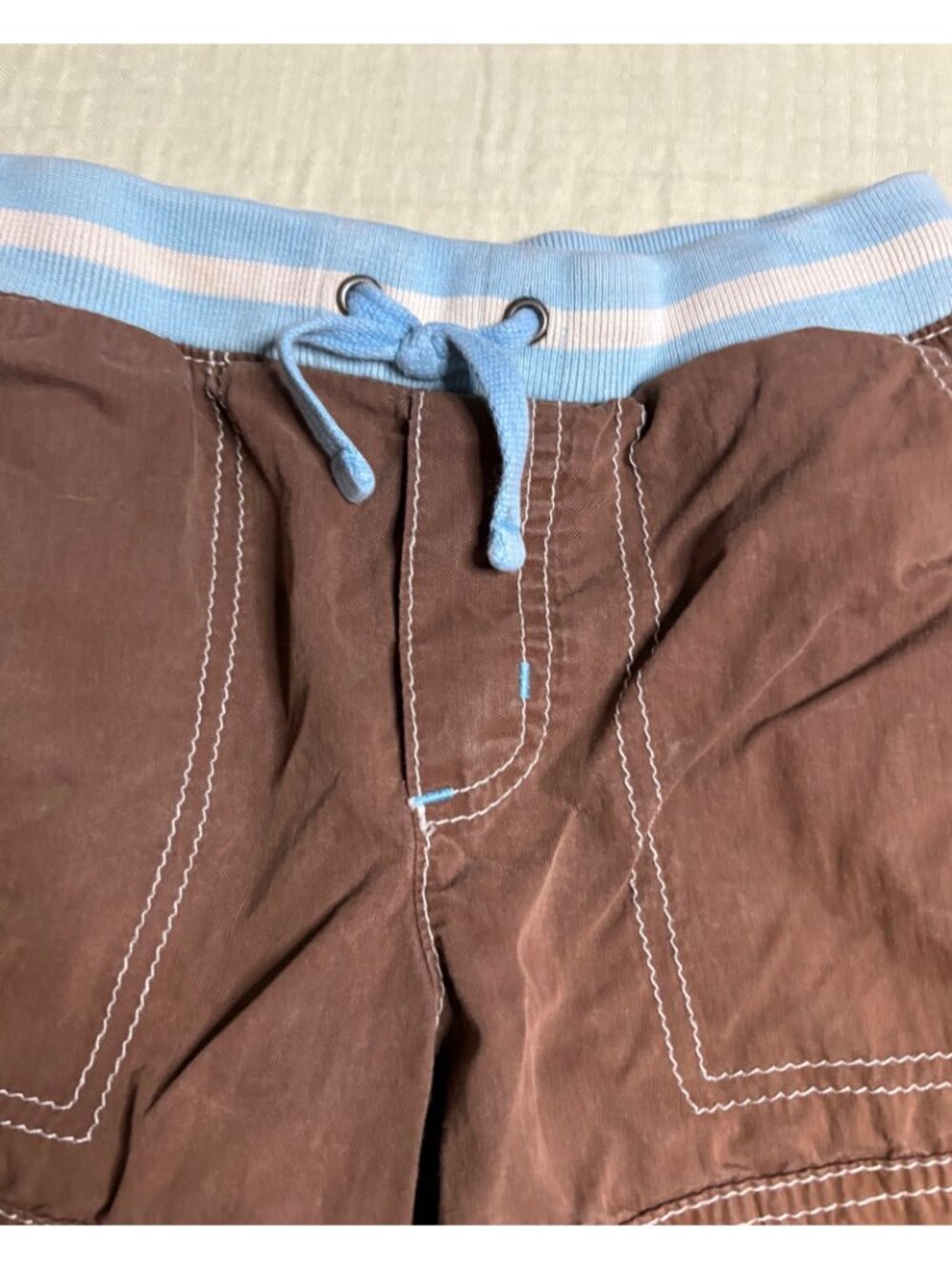 Mini Boden Boys Brown Techno Shorts With Blue Waistband & Drawstring 7Y - Picture 3 of 6